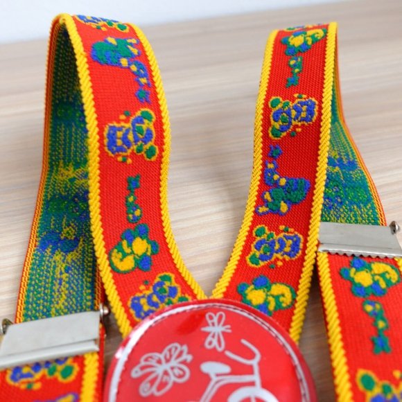 Suspender‎ Kids Boy Red Clip On Adjustable Strap Stretch Fun Party Colorful - Picture 4 of 12